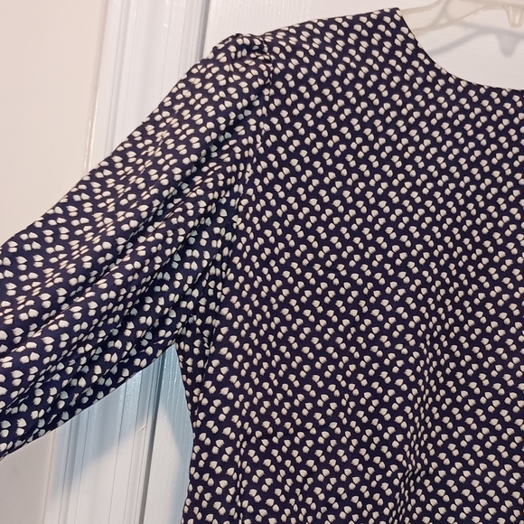 Leslie Fay Vintage Blue White Print Pleated dress size 14 - Picture 5 of 11